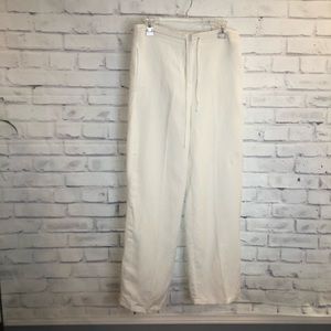 White linen casual crop capris light flow pants